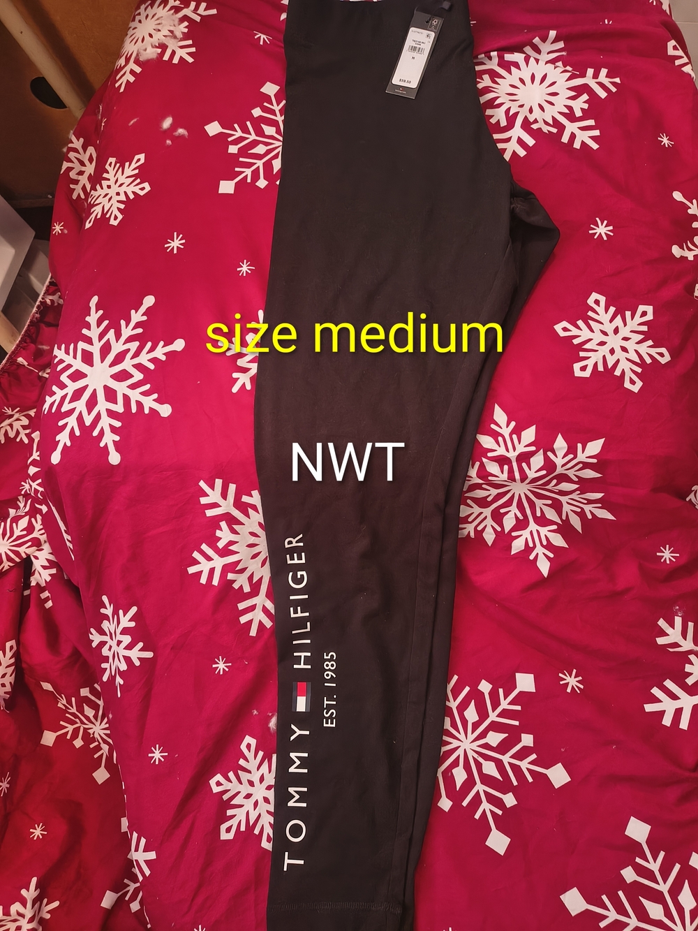 Tommy Hilfiger Black Logo Leggings with Flag Accent